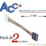 Adaptateur (x2) alimentation 5 pouces1/4 M vers SATA