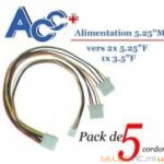 Adaptateur (x5) alim 5 pouces1/4 M vers 2x5 pouces1/4 F & 3 pouces1/2 F