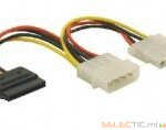 Adaptateur (x2) alim 5 pouces1/4 M vers 5 pouces1/4 F & SATA 15P F