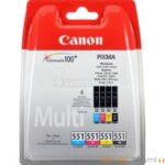 Pack Encre CLI-551 Noire + 3 Couleurs Cyan Magenta Yellow