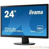 IIYAMA X2483HSU-B1 24' LED AMVA+ FULL HD VGA/DVI/HDMI Hub USB - Noir