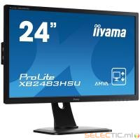 IIYAMA XB2483HSU-B1 24' LED AMVA+ FULL HD VGA/DVI/HDMI Hub USB Pied RÃ©gl.+ Pivot - Noir