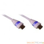 Cordon HDMI 1.4 Ethernet 5m A-A M-M Blanc/Bleu