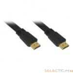 Cordon HDMI 1.4 Ethernet Plat 10m A-A M-M Noir/Jaune